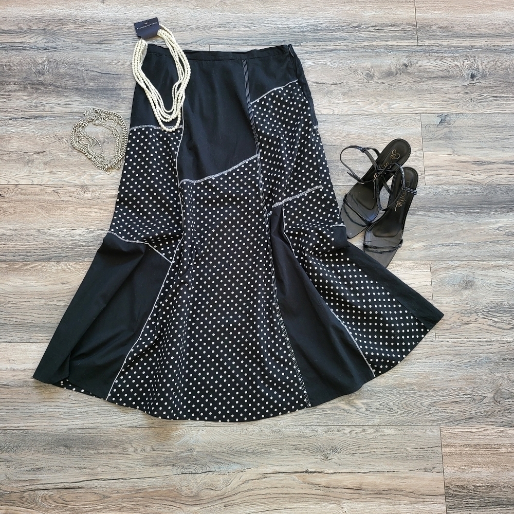 Chico's Black and White Polka Dot Skirt